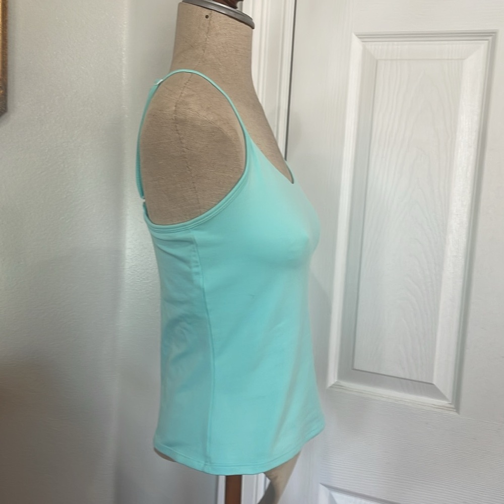 New York & company camisole adjustable spaghetti straps shelf bra turquoise M - Picture 2 of 8